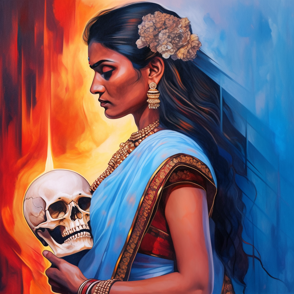 Powerful Tamil Woman Painting in Exotic Indian Palace