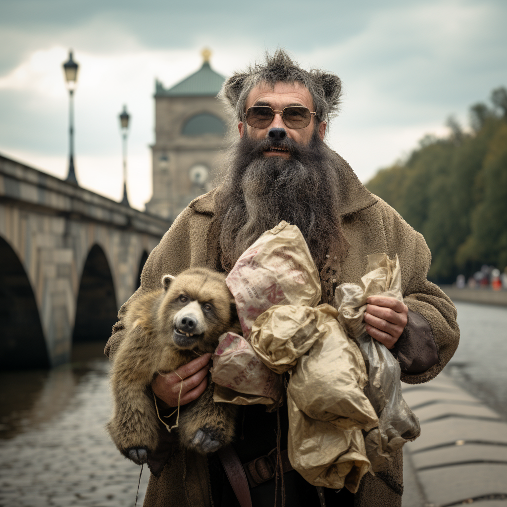 Bearded man on Prague's Charles Bridge