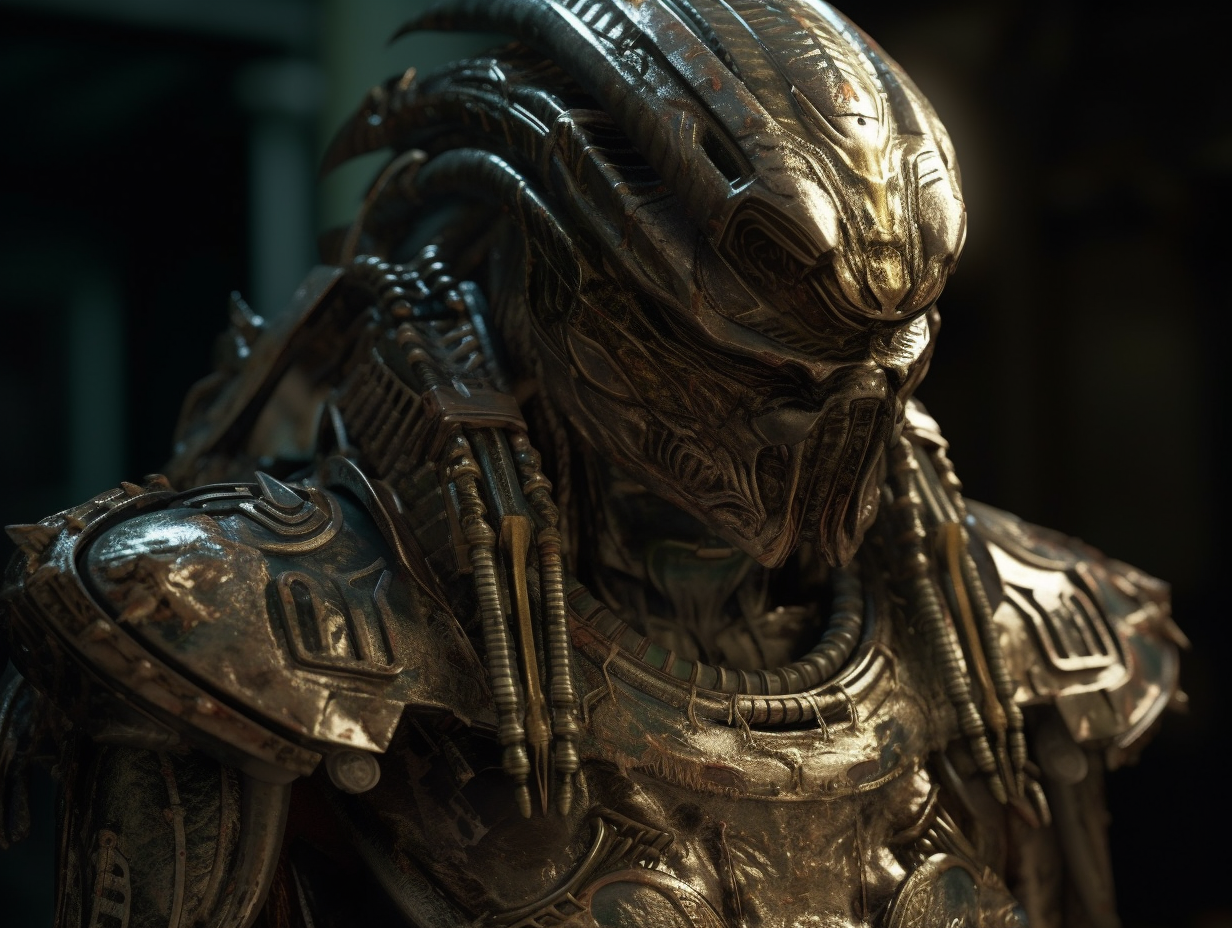 Predator character with alien armor in 4K quality.