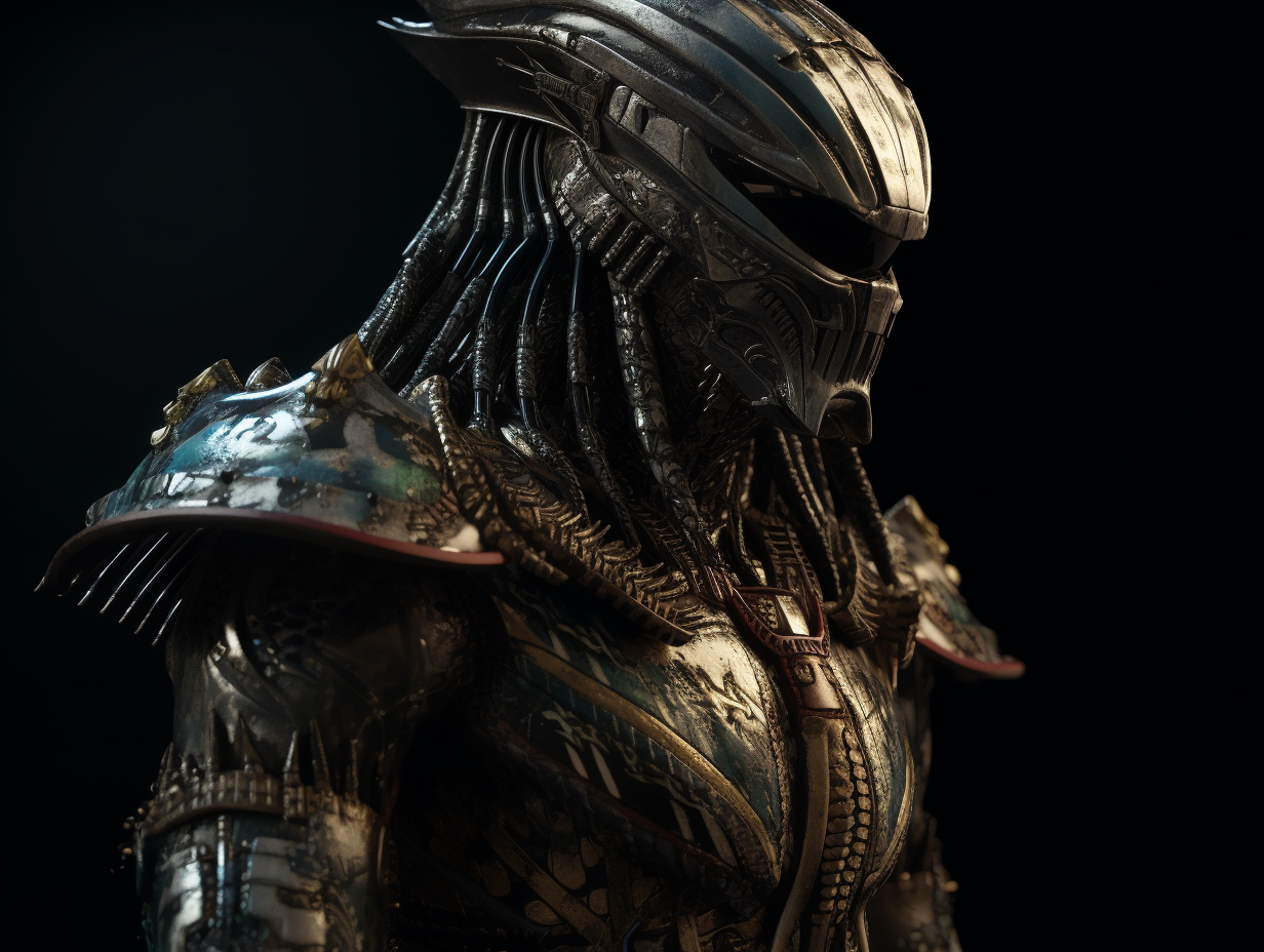 Predator with alien armor like from anime.