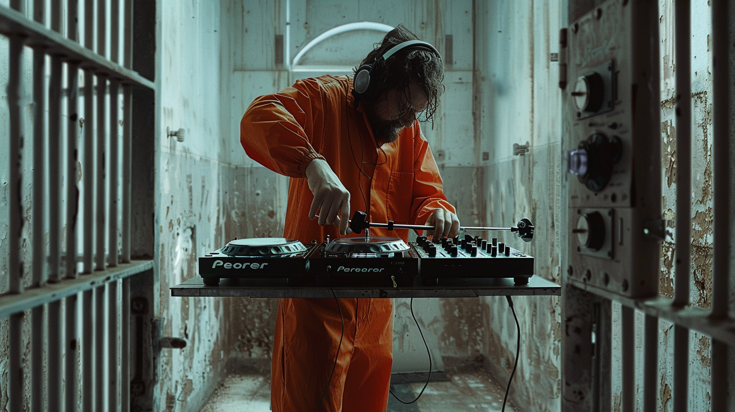 Prisoner DJing in White Cell on CDJ 2000s