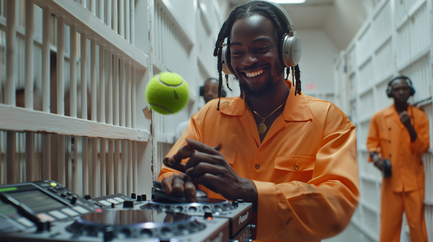 Prisoners DJing with CDJ 2000 in Cell