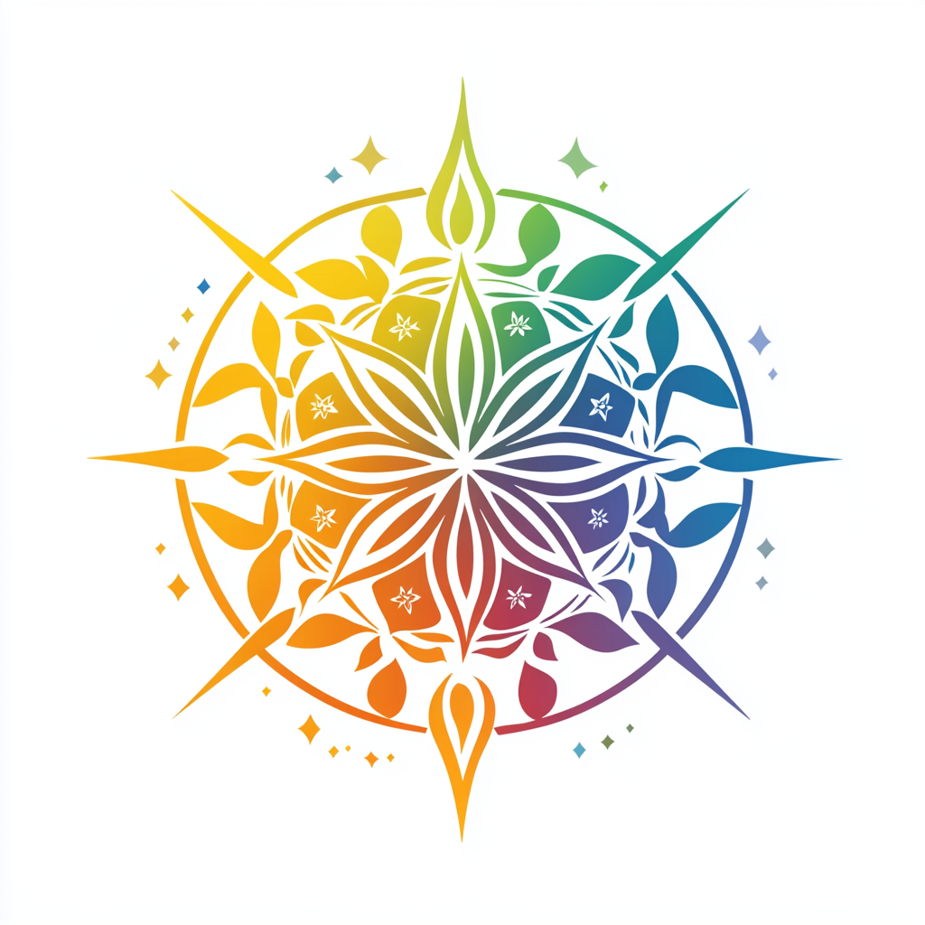 Professional Logo for Therapy Center: Flower of Life, Sun, Moon, Willow, Water Lily, Stars