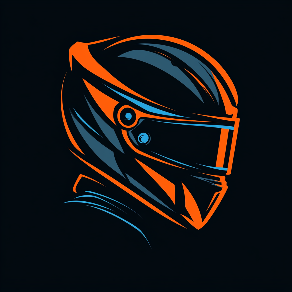 Professional Racing Equipment Company Logo with Racing Background