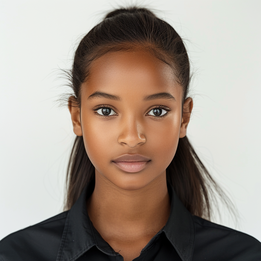 Professional close-up portrait of African American teen.