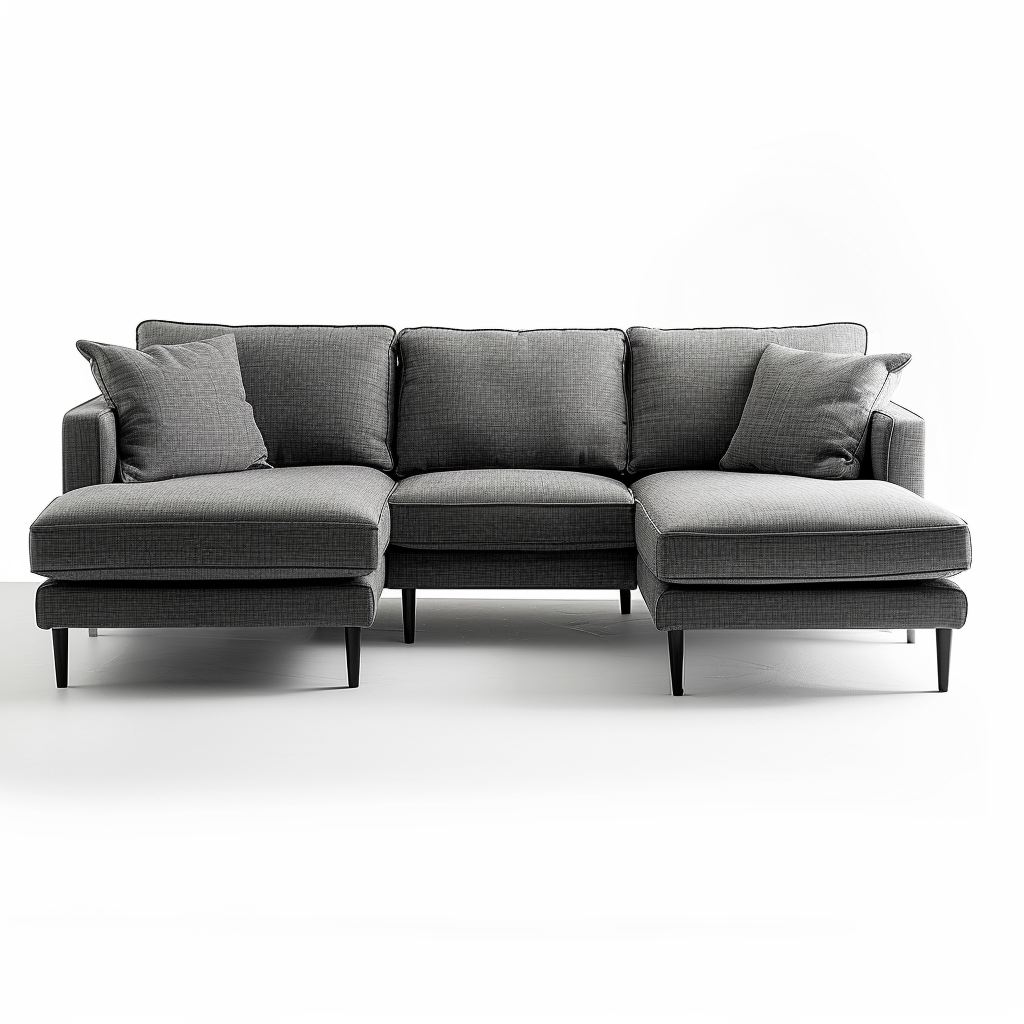 Professional corner look photo on white background with sofa.