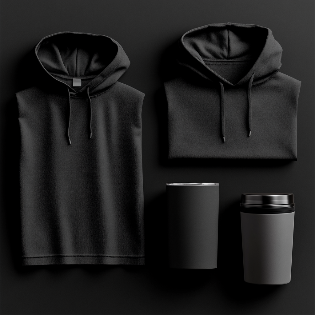 Professional image of blank T-shirt, mug, and hoodie