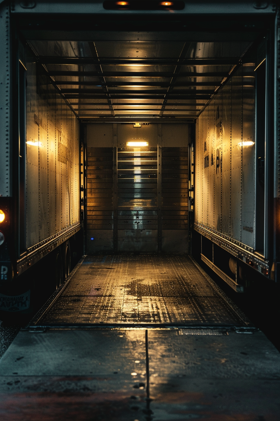 Professional staff unloading Carl Moving truck at dusk