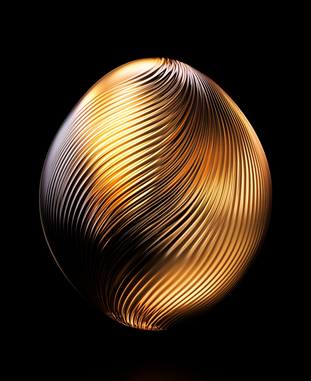 Professional symmetric sphere with moire pattern in gold