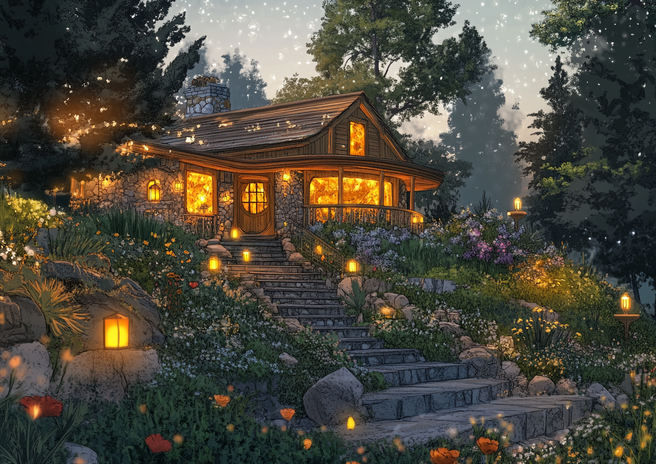 Psychedelic Hobbit-Style House in Woods with Garden 