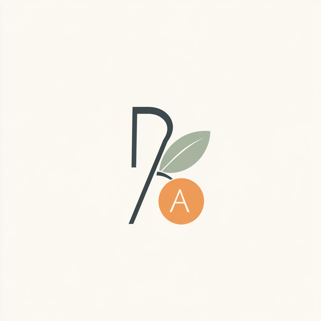 Psychology Practice Logo: Fruit Stone Motif with P.