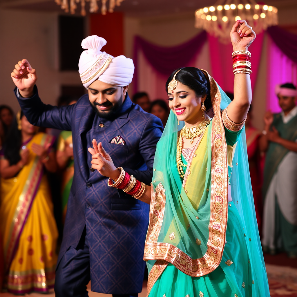 Punjabi Couple Wedding Dance Stock Photo