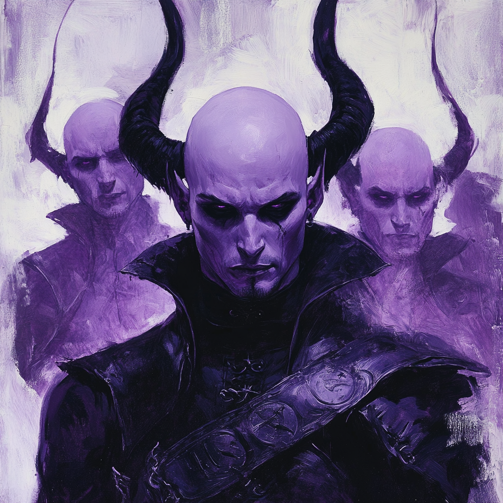 Purple Demon with Black Horns and Clones