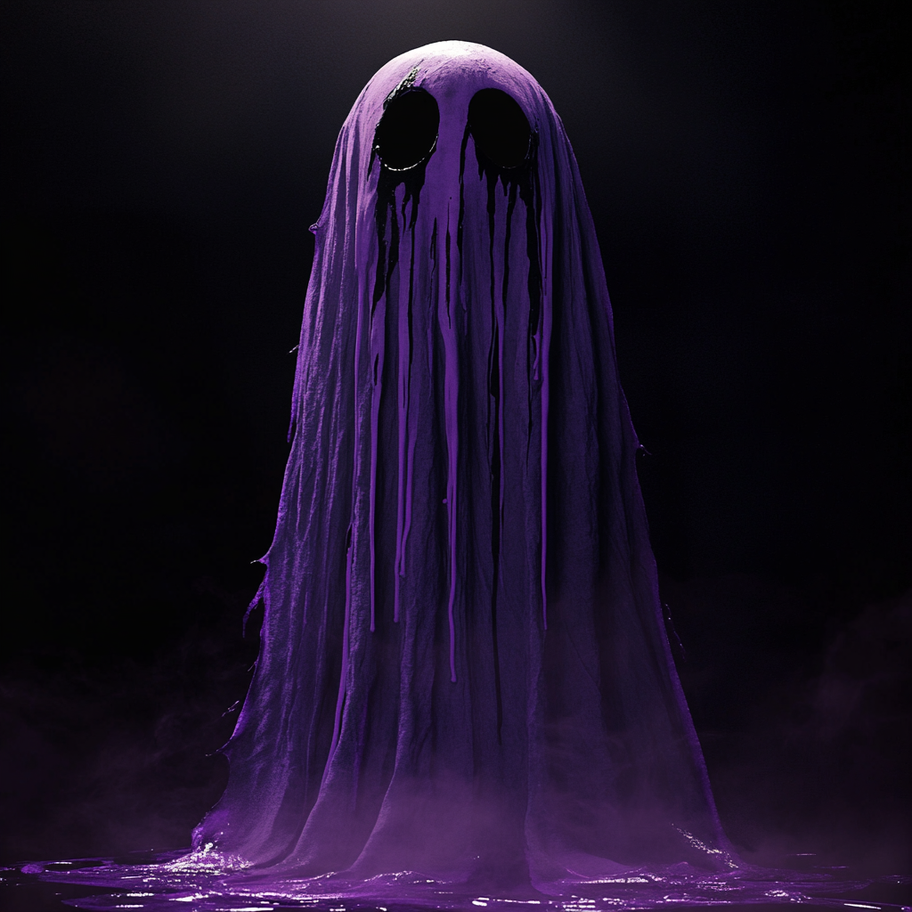 Purple liquid drips from Pixar-style ghost