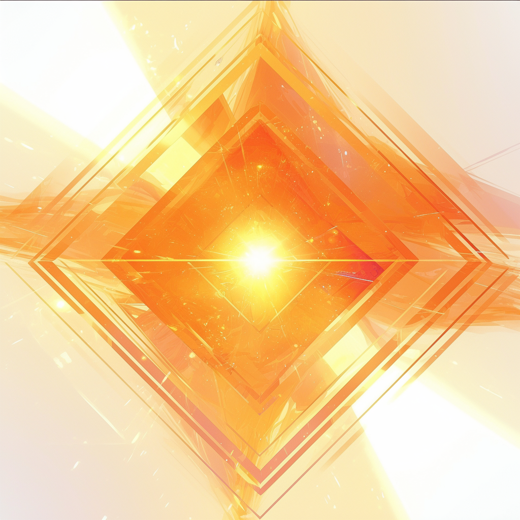 Radiant, glowing pyramid from above in vibrant orange.