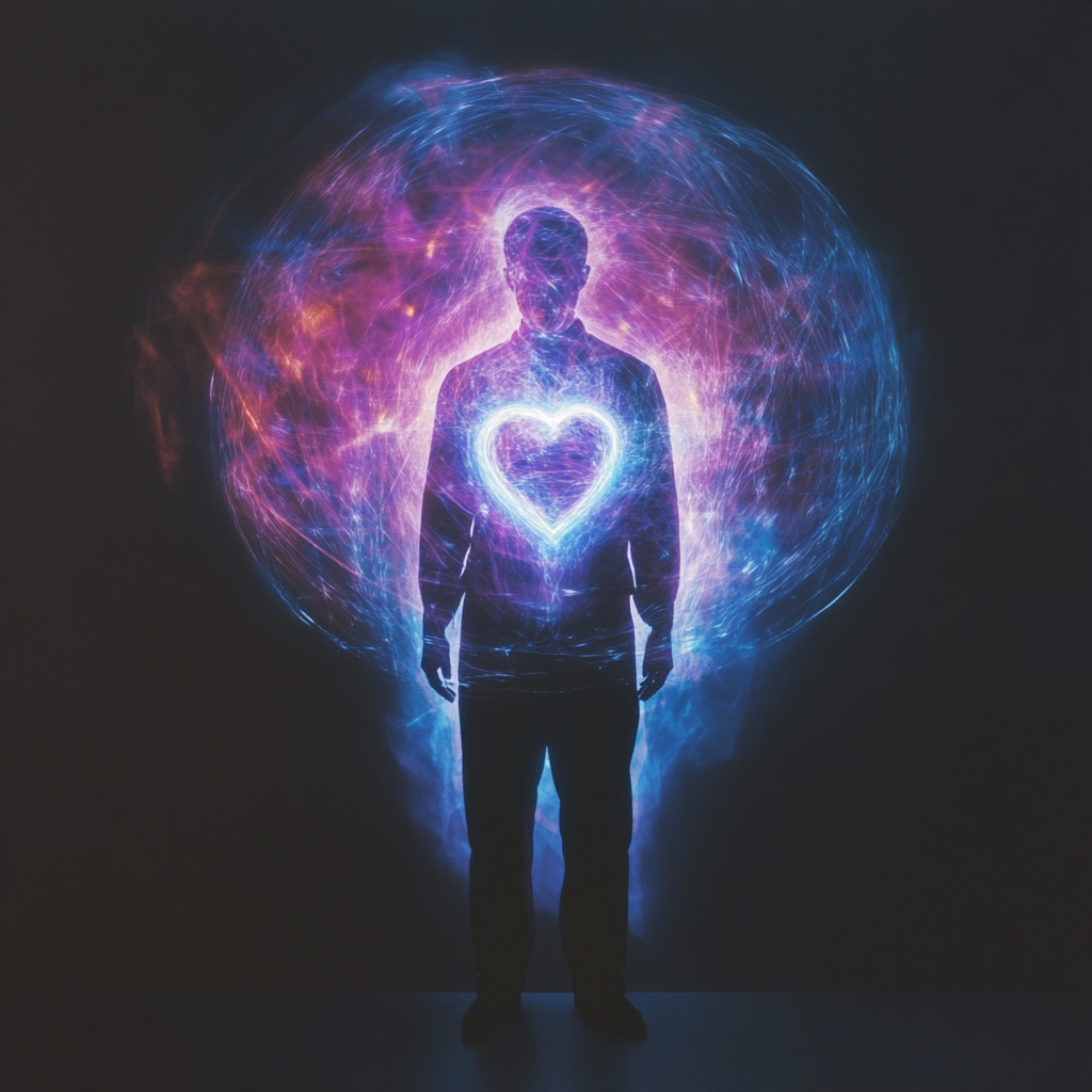 Radiant Heart Energy Field Surrounds Human Figure