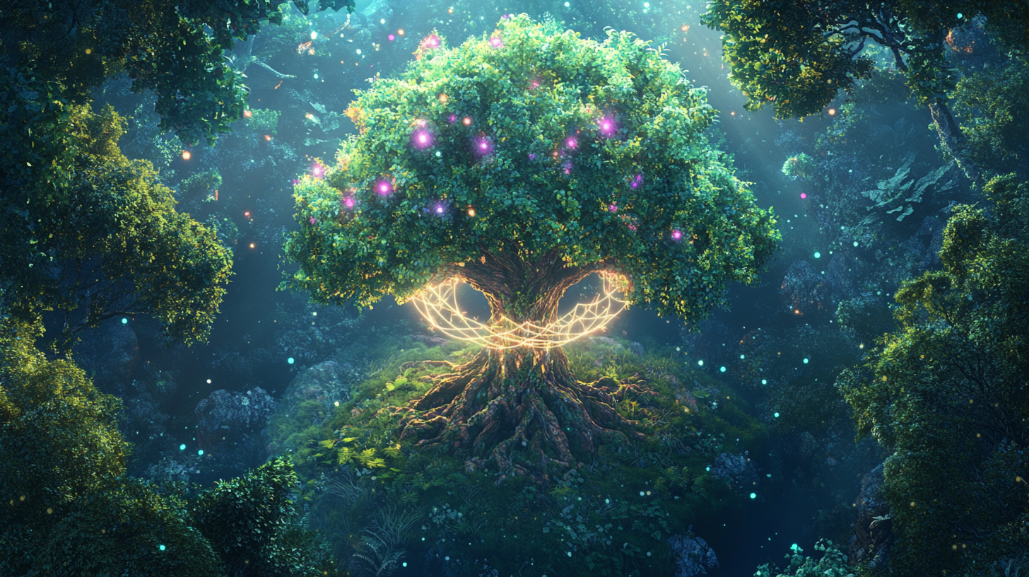 Radiant Tree of Life: Healing Energy Illustration