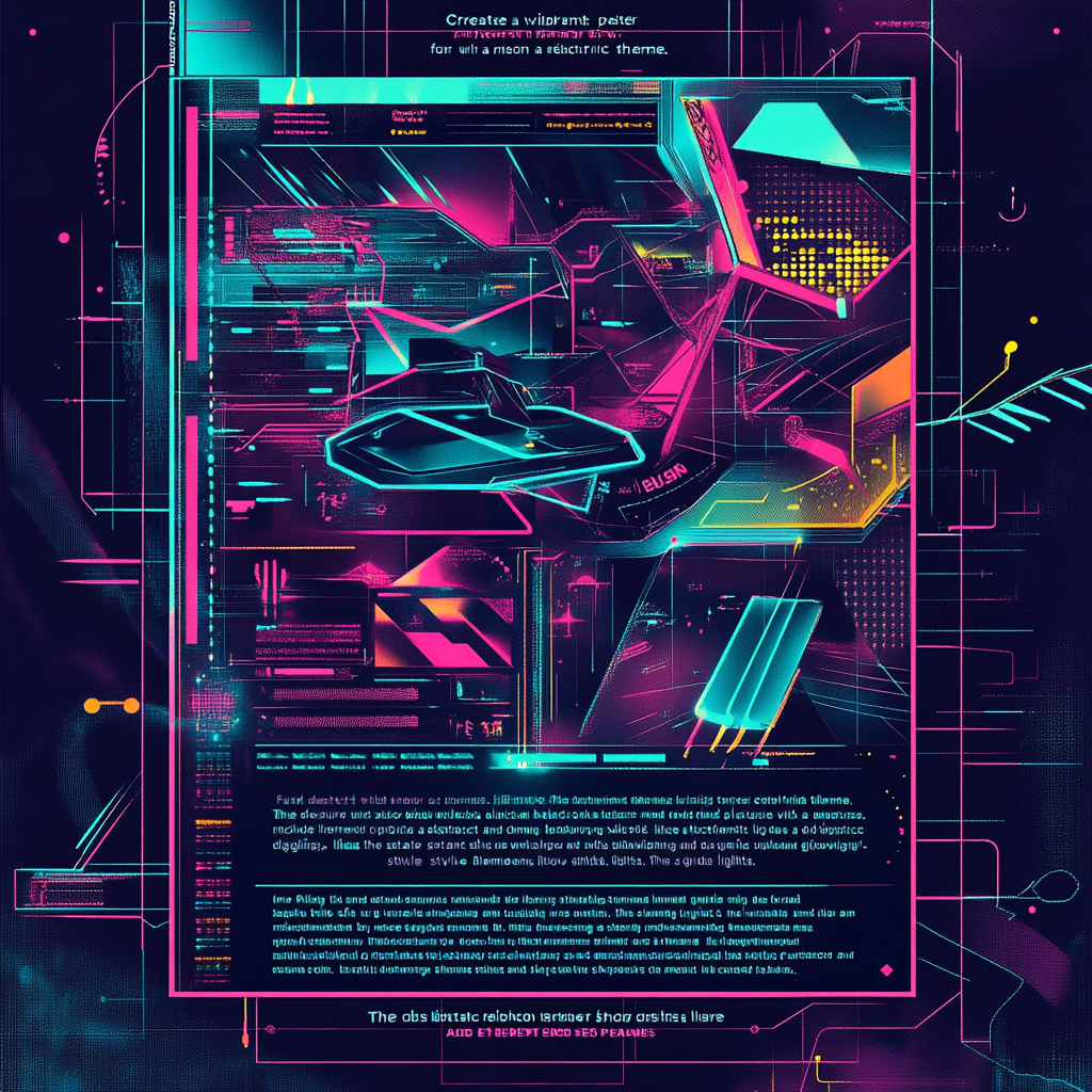 Rave party poster with bold neon colors and futuristic elements.