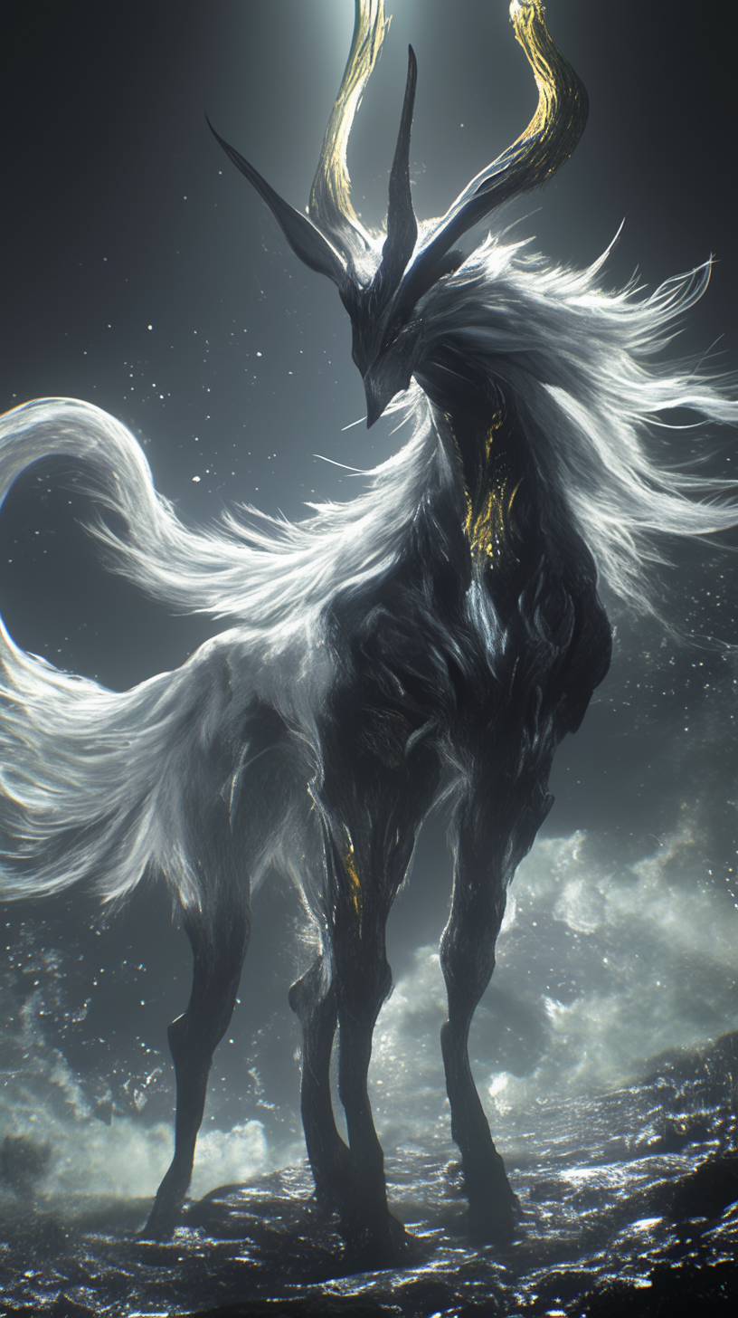 Realistic 3D rendering of humanoid Ixion with lightning horn.