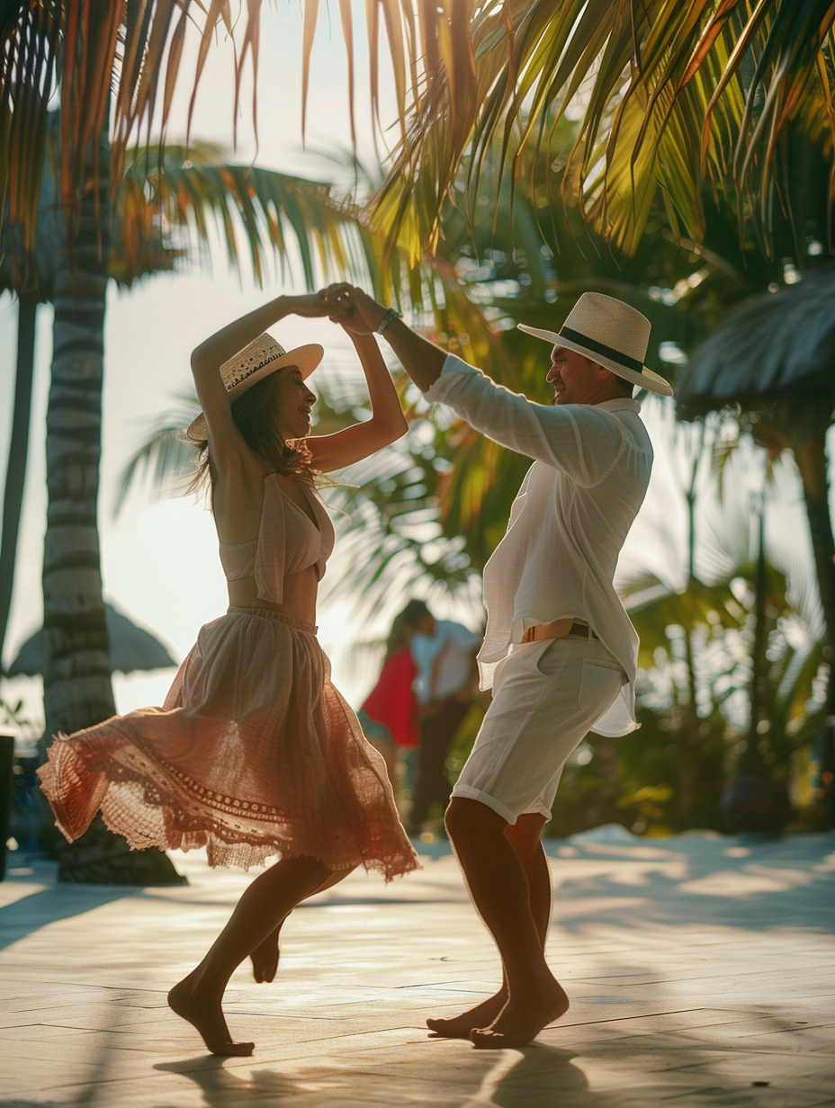 Realistic 80s Salsa Dance in Tropical Setting, 8K