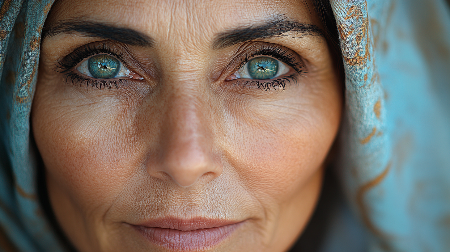 Realistic Arabic Old Woman Portrait in Studio Setting