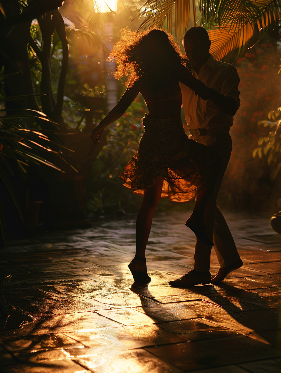 Realistic Couple Salsa Dancing in Ballroom Atmosphere 