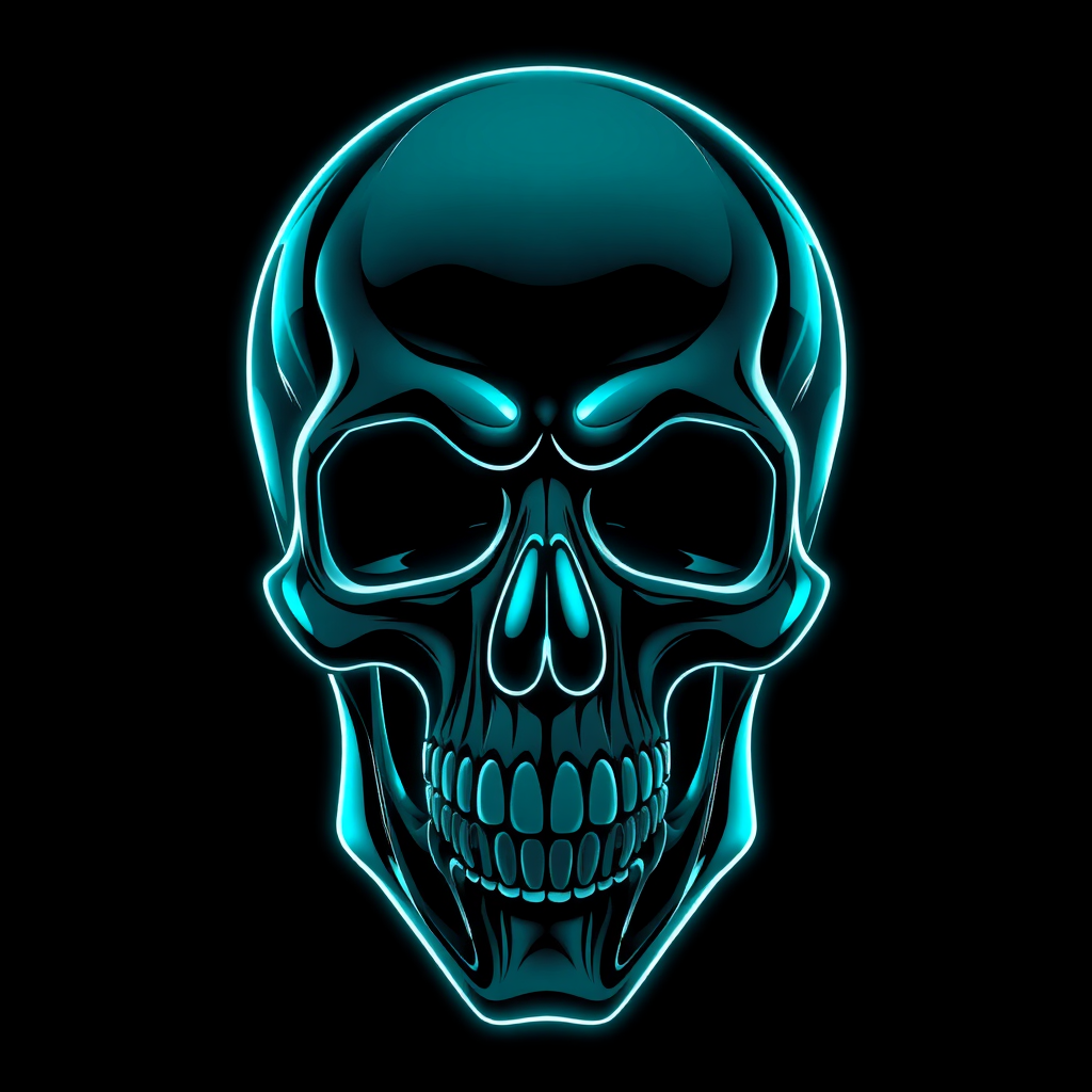 Realistic Cyber Skull with Neon Style