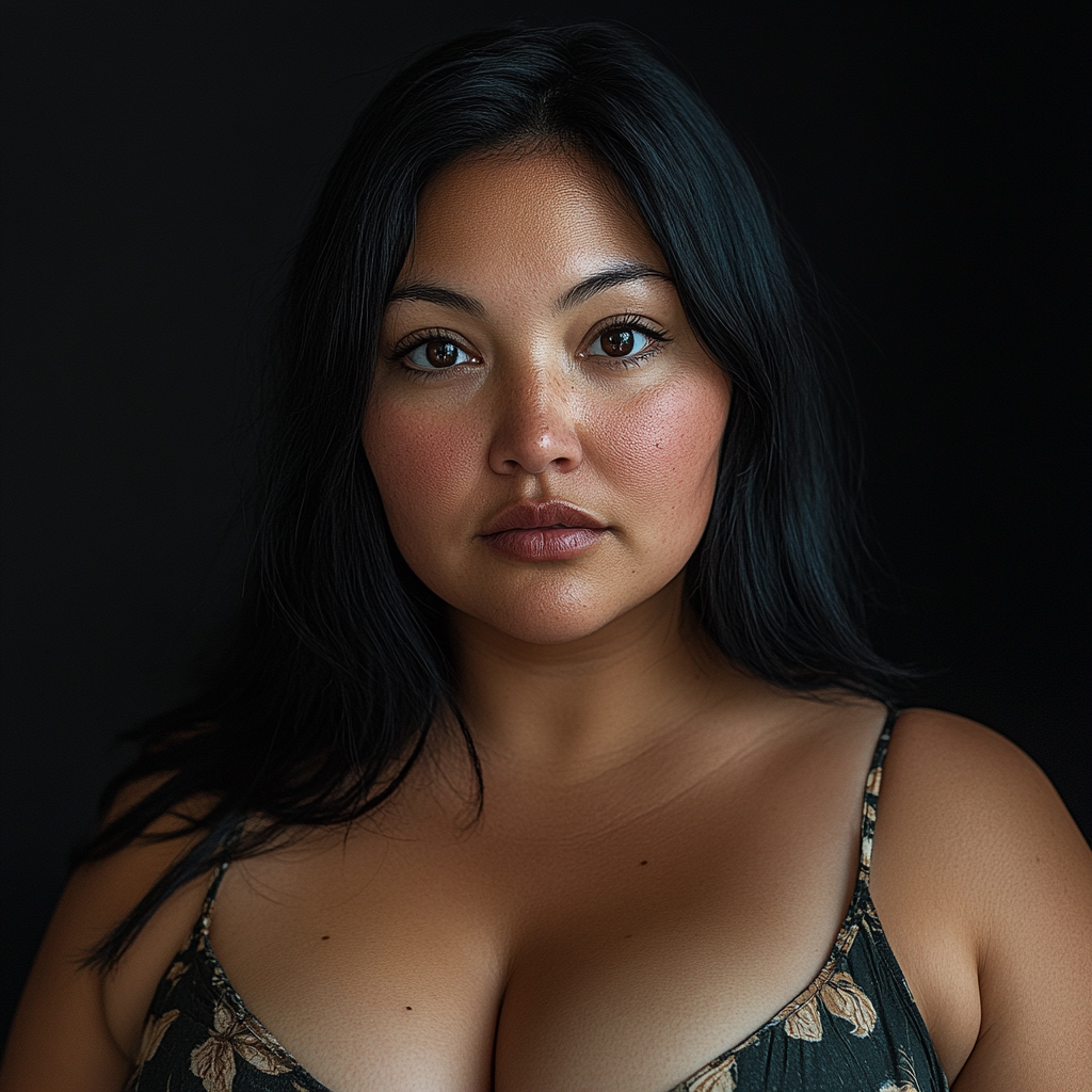 Realistic Portrait of Chubby 28-Year-Old Woman 