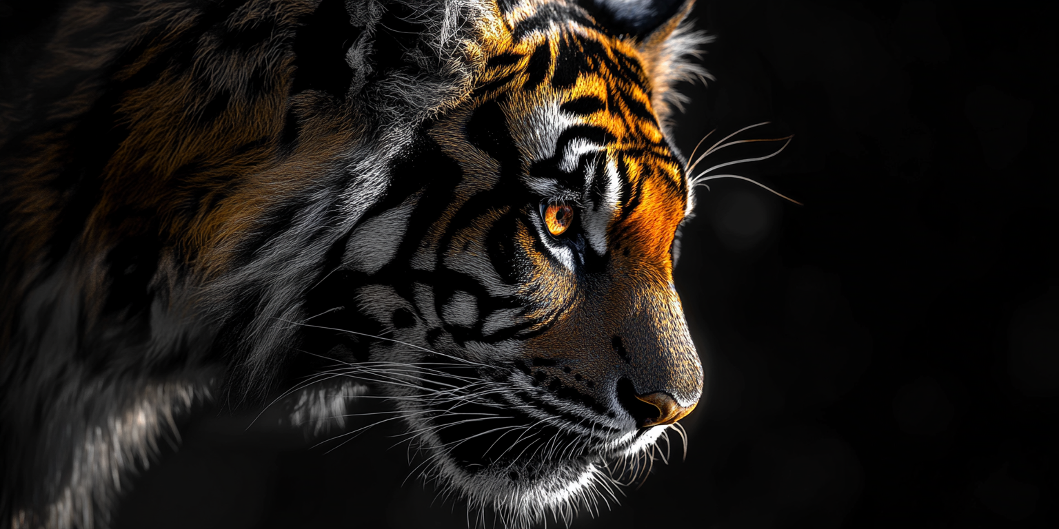 Realistic Tiger Portrait in Golden and Black 