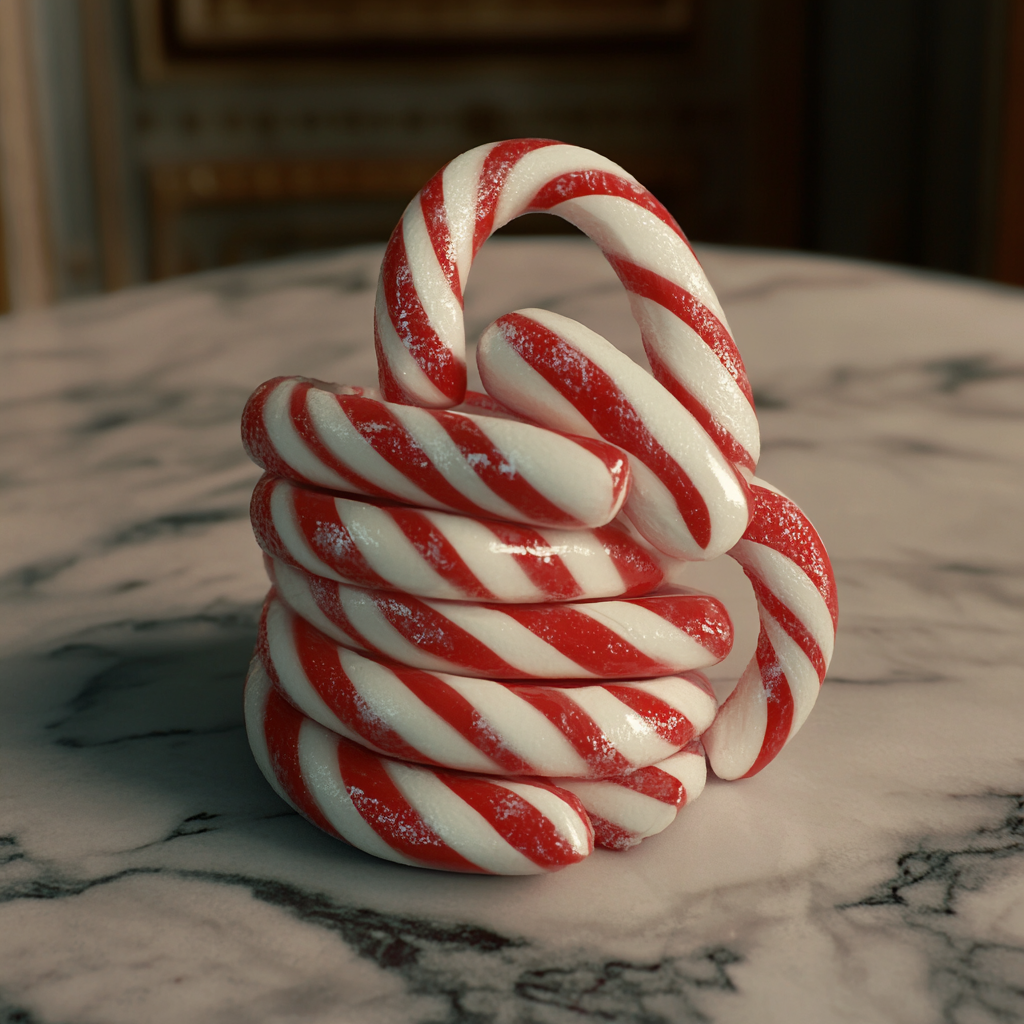 Realistic candy cane stack after Christmas dinner shoot