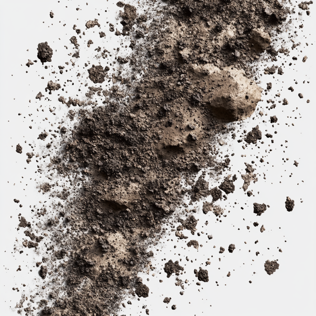 Realistic dirt decal texture for 3D surfaces.