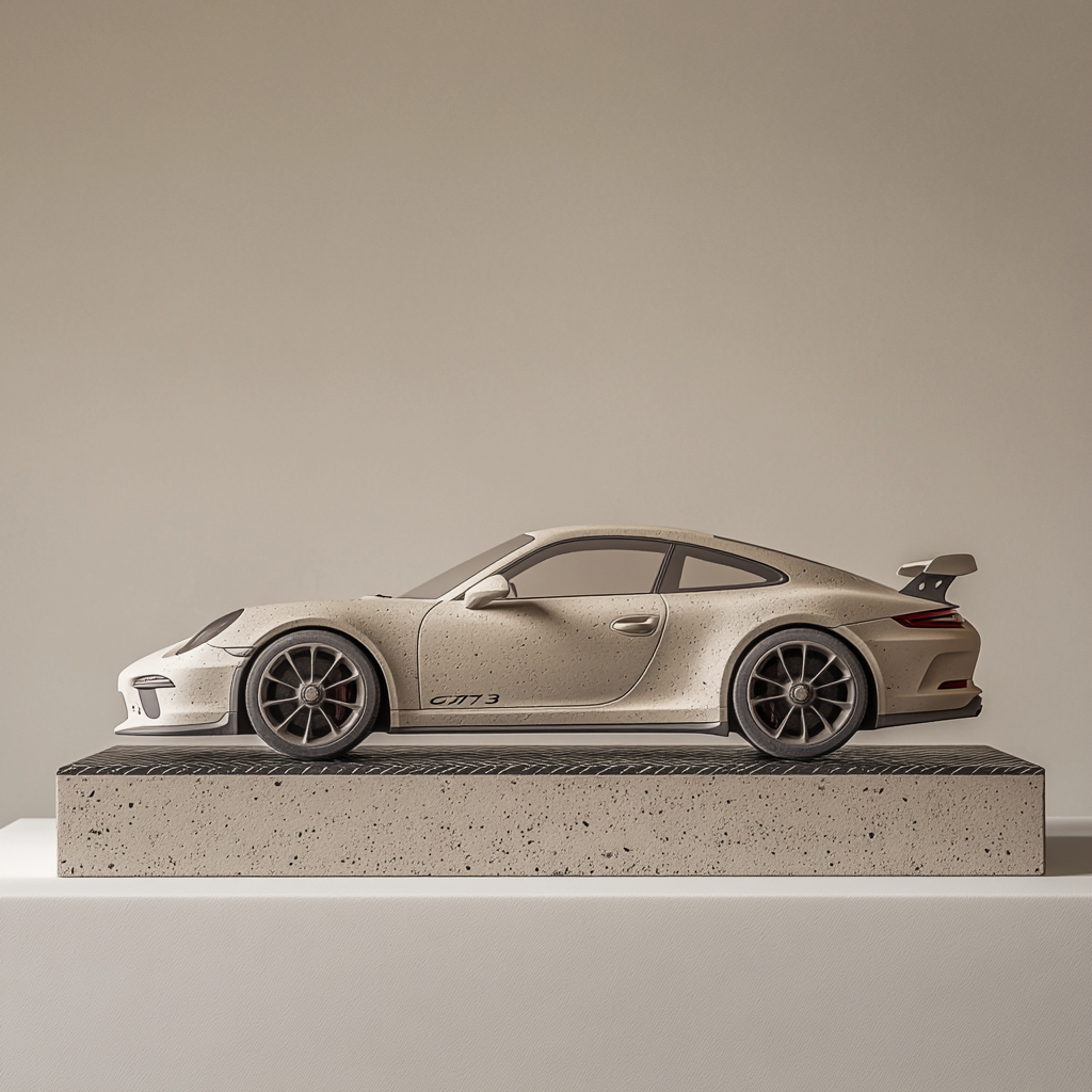 Realistic model of Porsche GT3 on carbon fiber