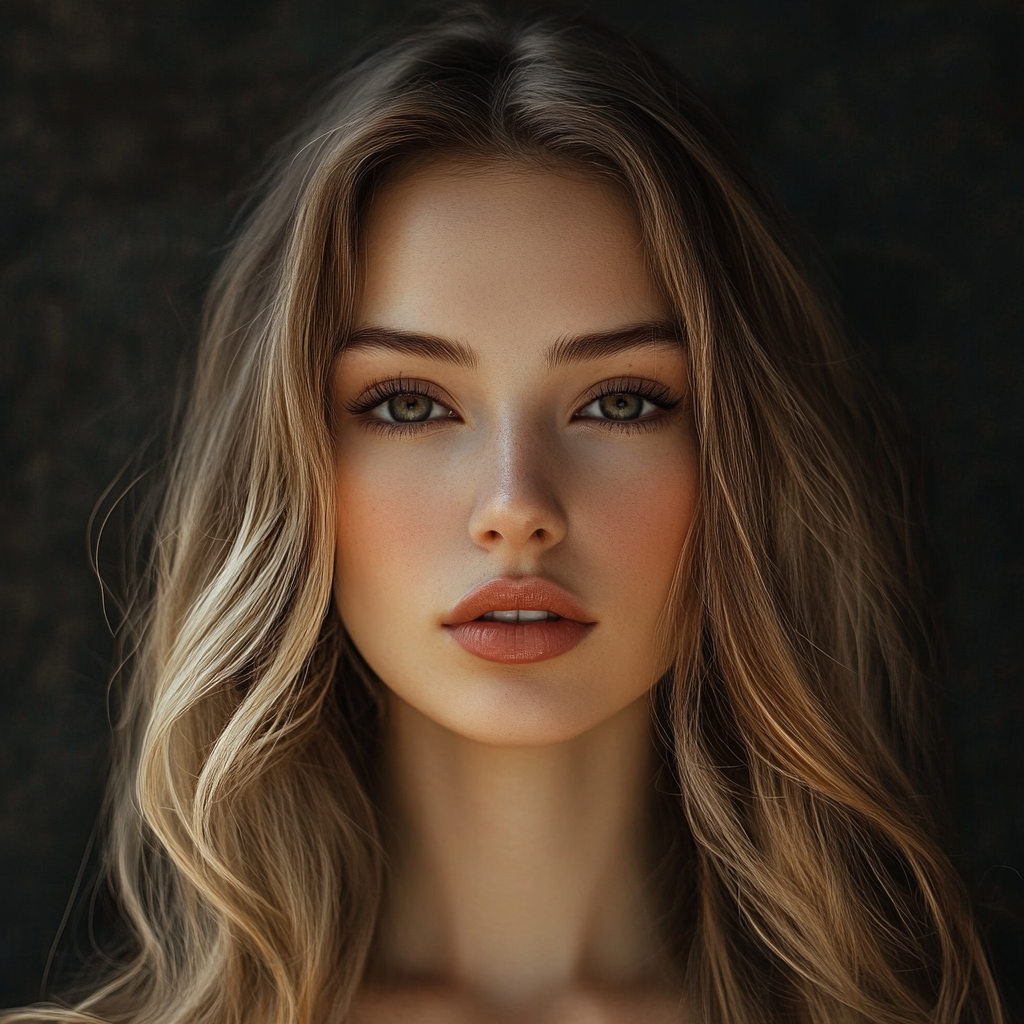 Realistic photo of beautiful woman with voluminous lips