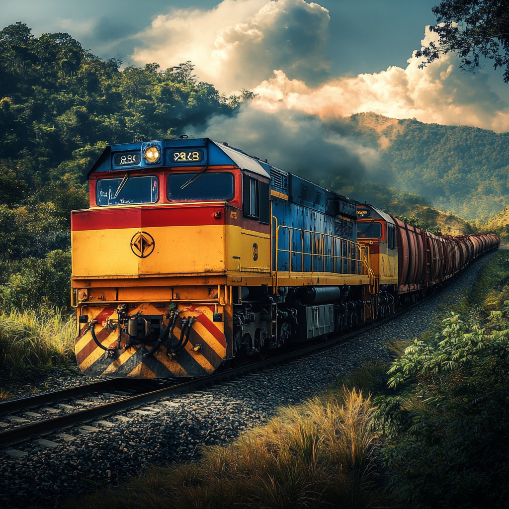 Realistic photo of modern train in Latin America.