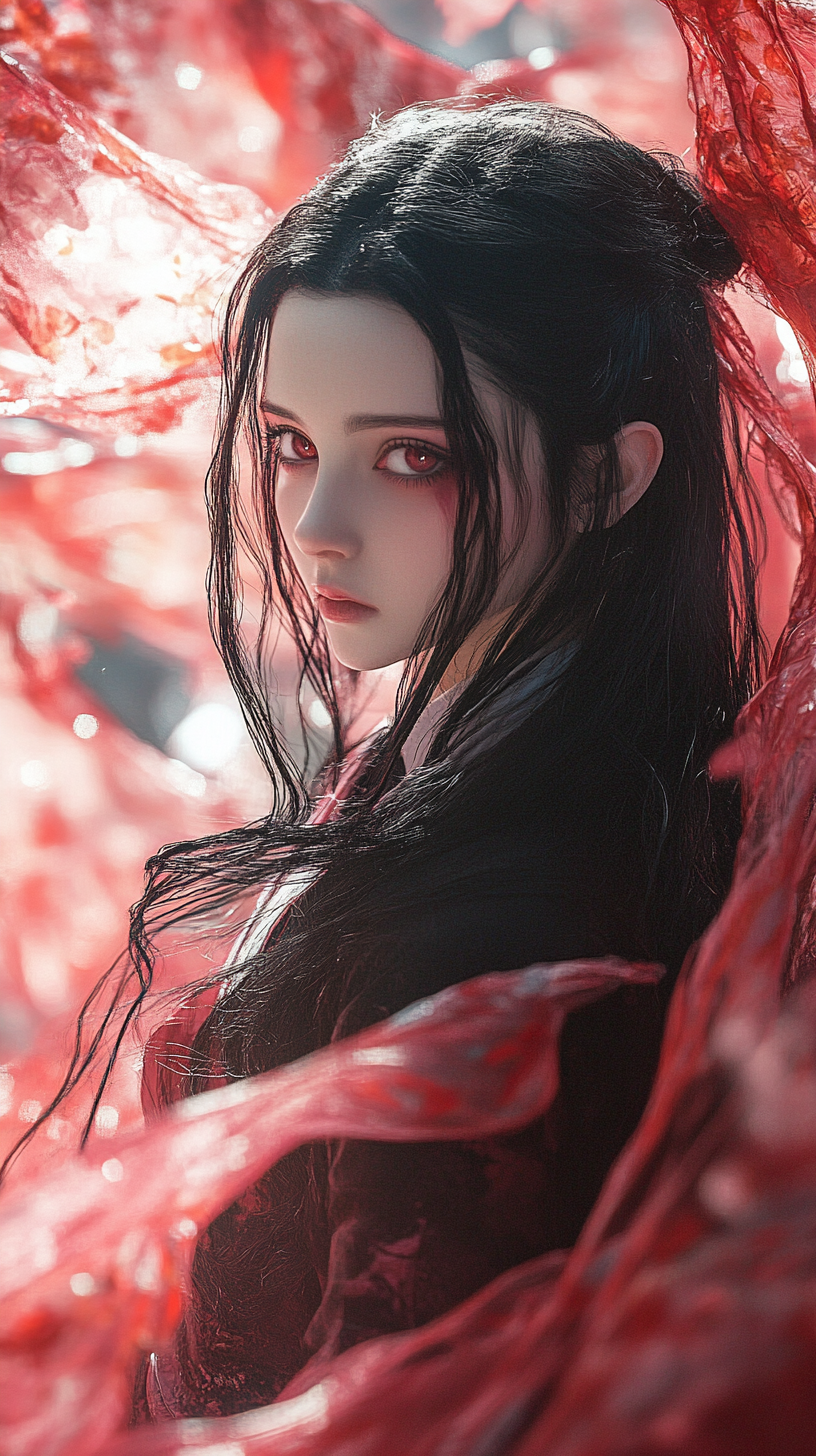 Realistic photography of Demon Slayer Nezuko Kamado.