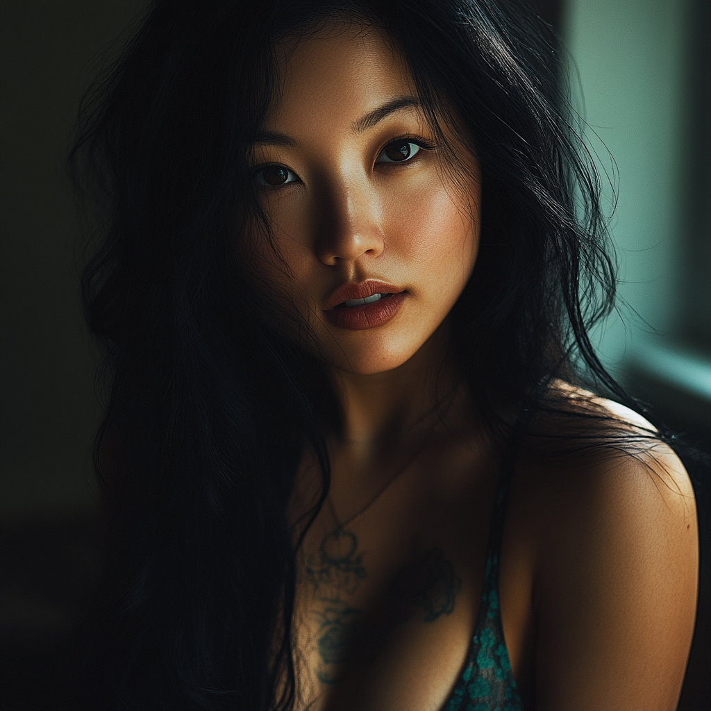 Realistic woman portrait with black hair, Nikon Z7