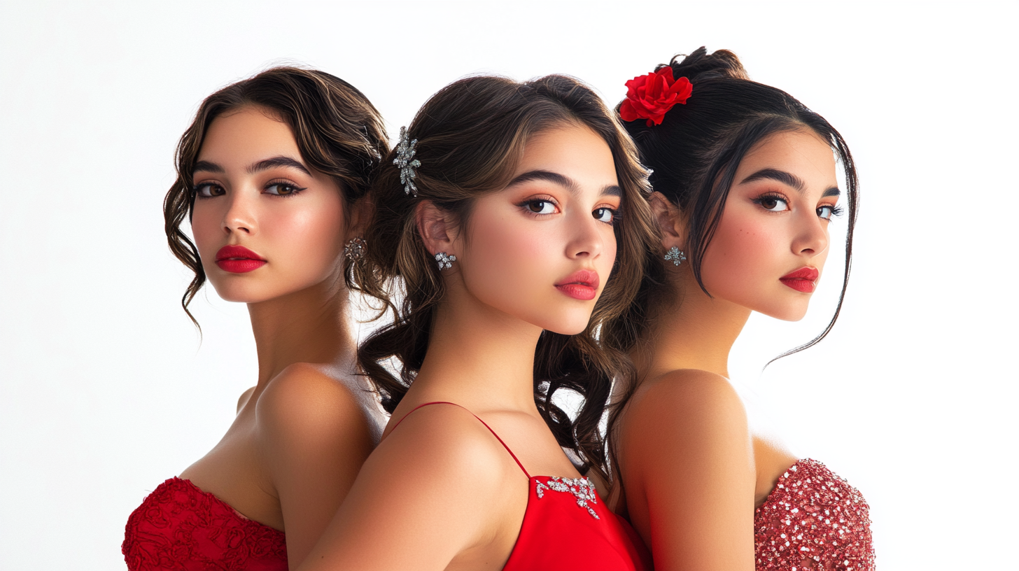 Reality TV Show Cast Promotional Image: Teen Models in Short Prom Dresses