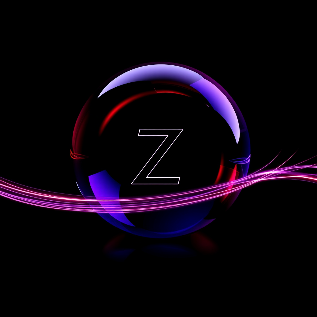 Red & Purple Sphere with Z on Black