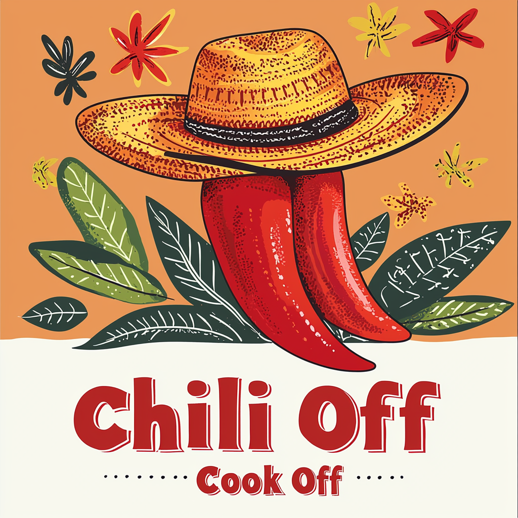 Red Chili Pepper Cowboy Hat Chili Cook Off Poster