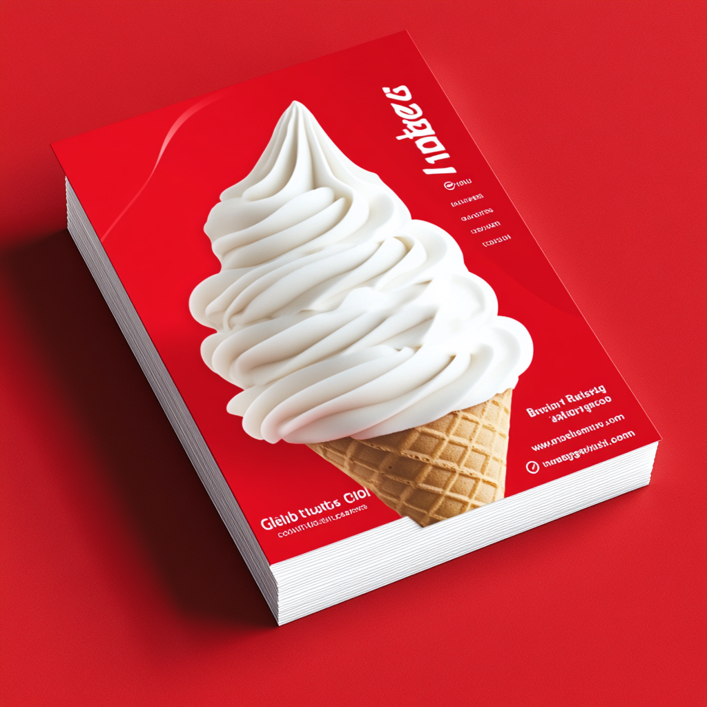 Red and white ice cream business card with melting effect.