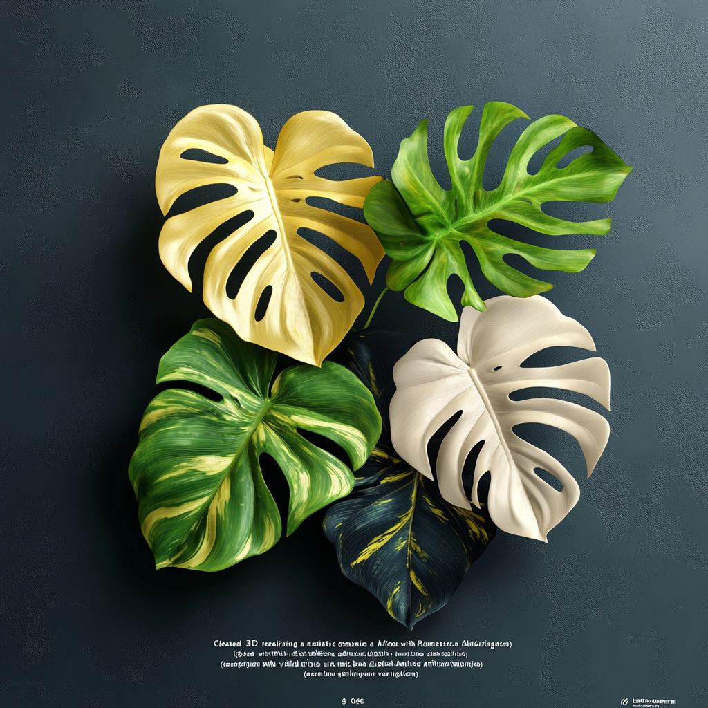 Refined 3D logo with Monstera, Philodendron, Anthurium leaves, elegant guy.