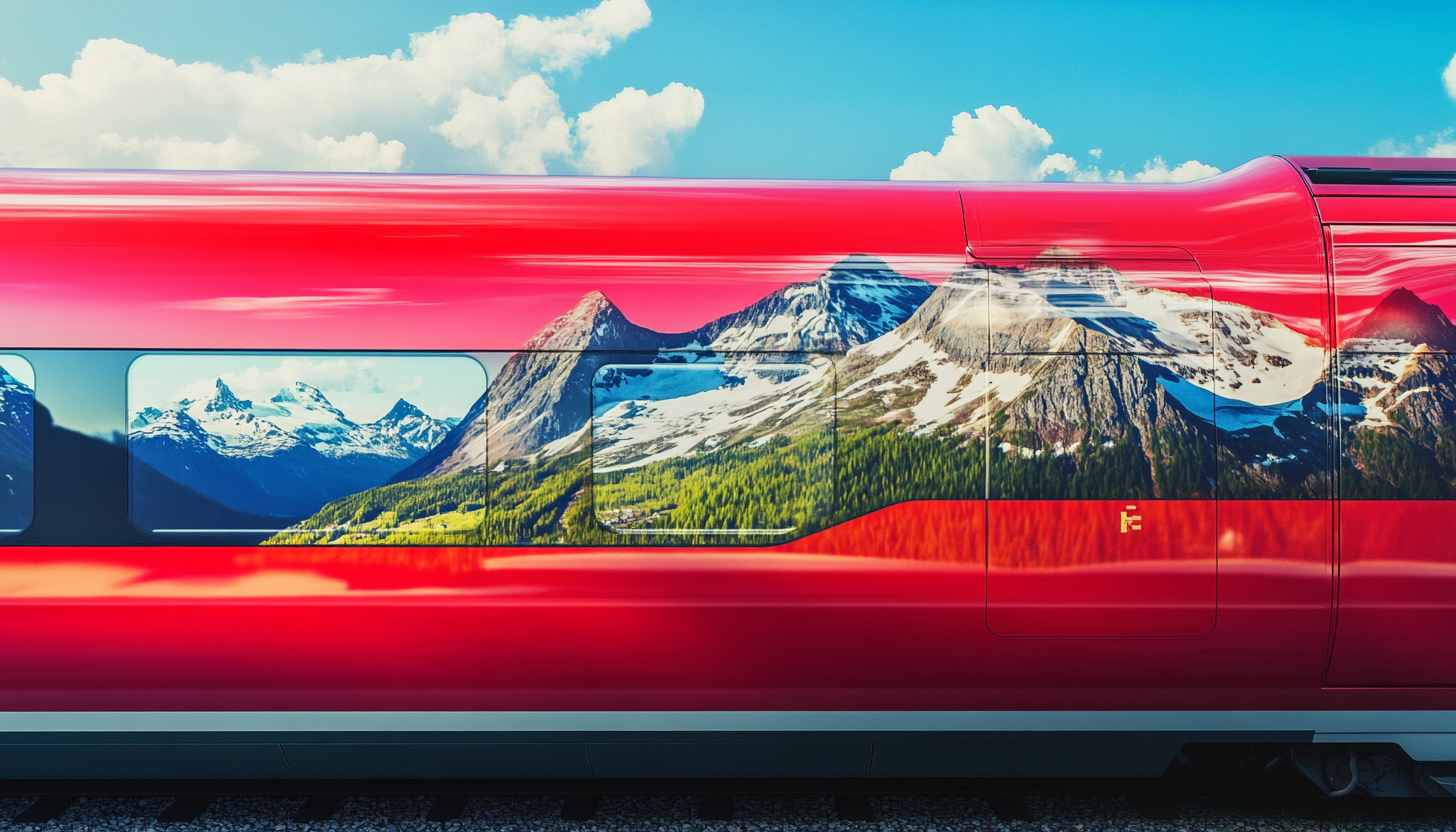 Reflecting mountains in Norway seen from train window