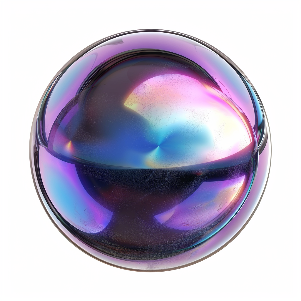 Reflective metallic orb with iridescent finish at nighttime rave.