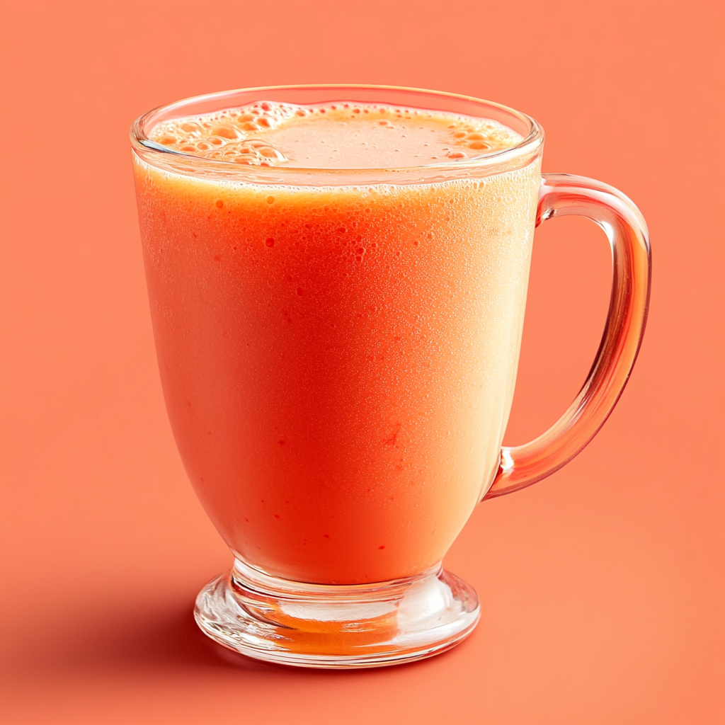 Refreshing yogurt drink in clear glass cup, vibrant color aesthetic