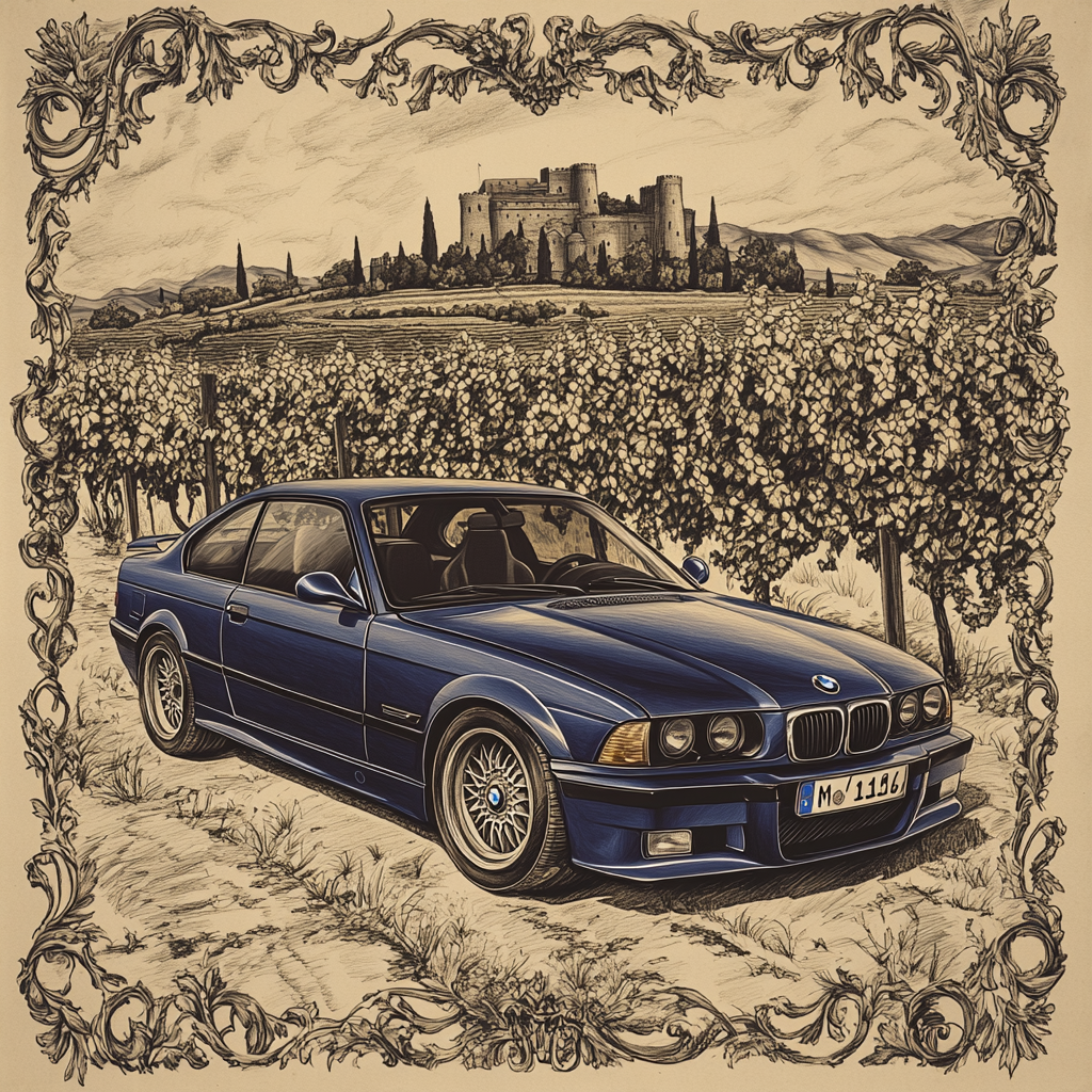 Regal BMW M3 (E36) in Vintage Landscape