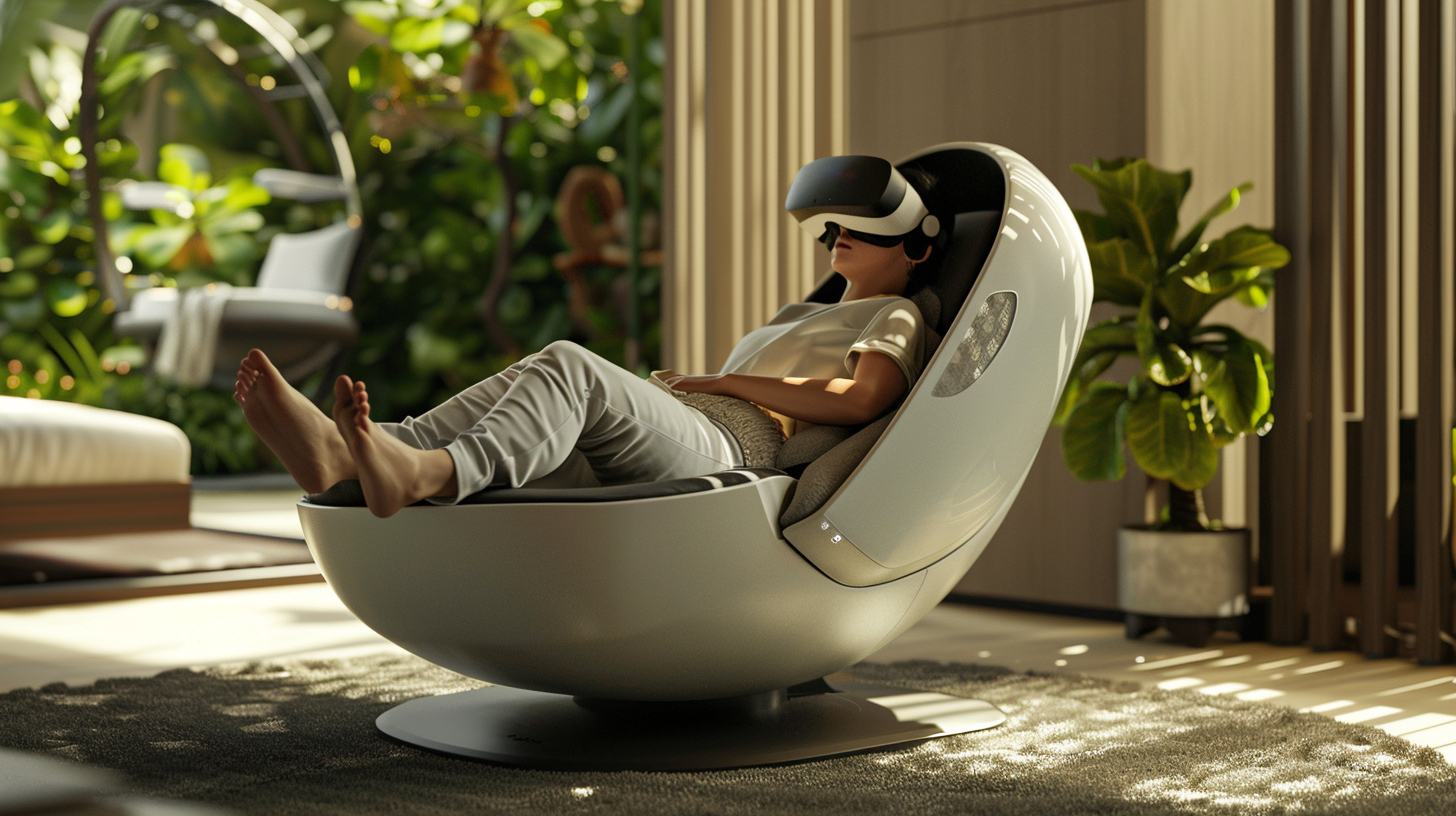 Relaxing wellness pod with VR and vital monitor