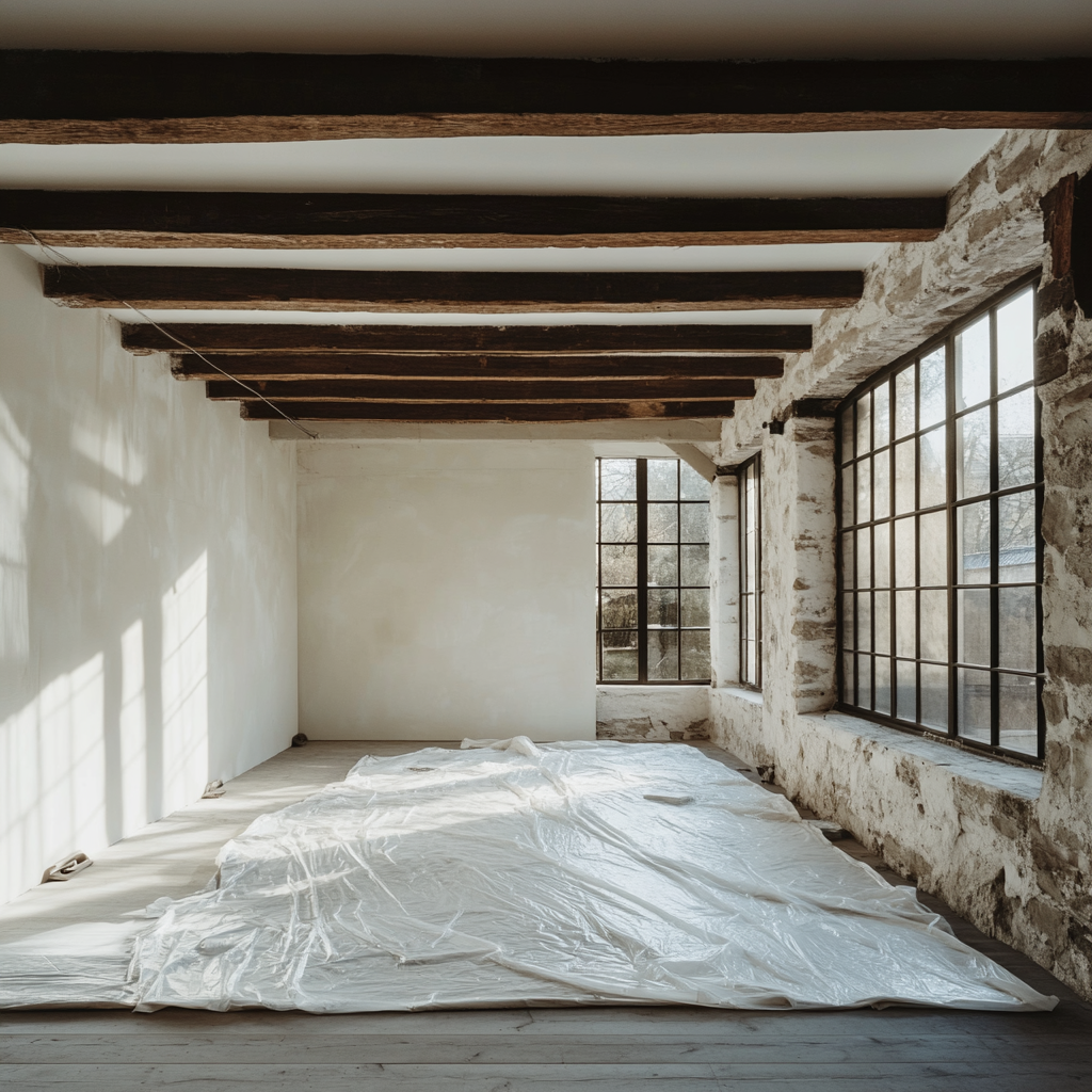 Renovated workroom: modern industrial style with natural light 