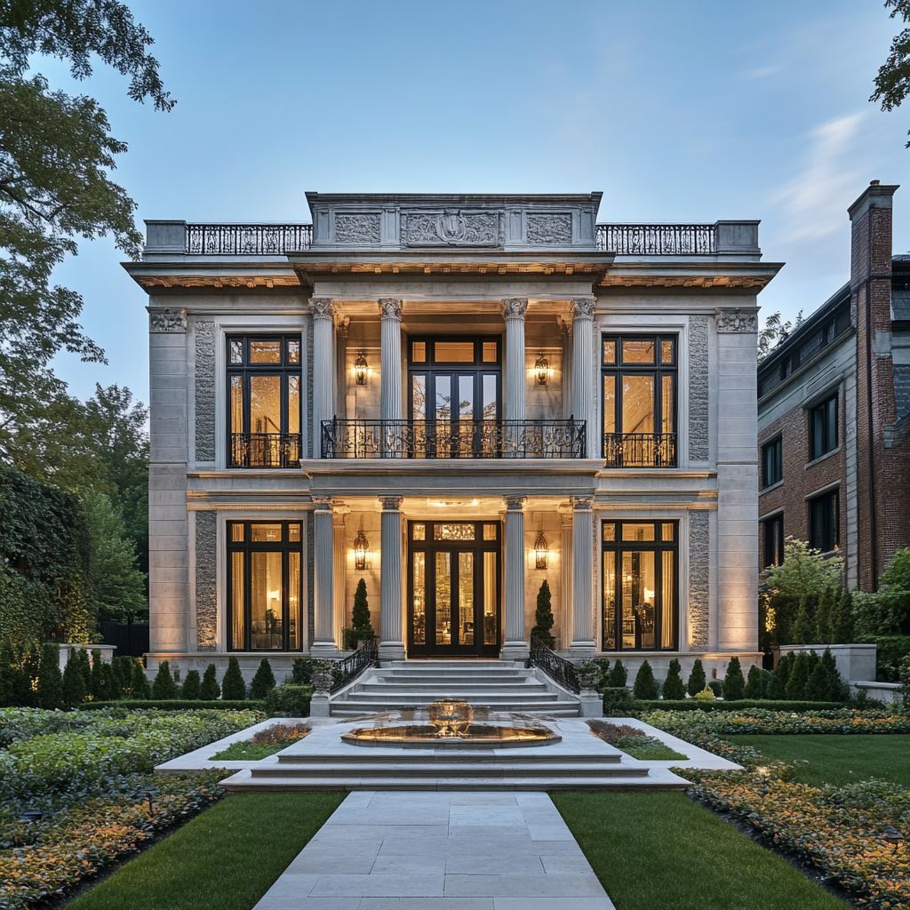 Restored historic mansion with modern luxury blends harmoniously