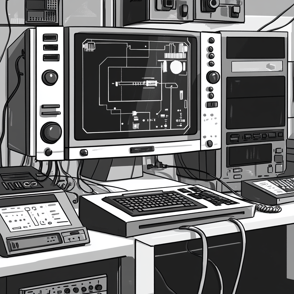 Retro Tech Lab with Vintage Computer Equipment 