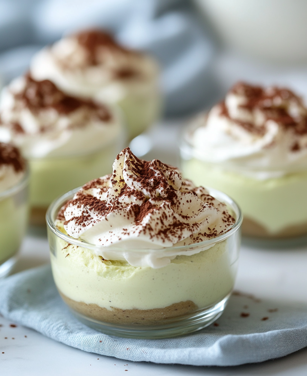 Rich Pistachio Mousse Dessert in Glass Bowl Shot with Canon EOS R5